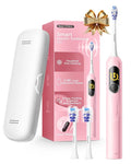 SAKYPRORAL Kids Electric Toothbrush for Girls Teens Tween (6-15Y), Smart Screen with Brushing Score, Soft Bristles, Visual Timer for Braces, 150 Days Battery with Travel Case (Pink)