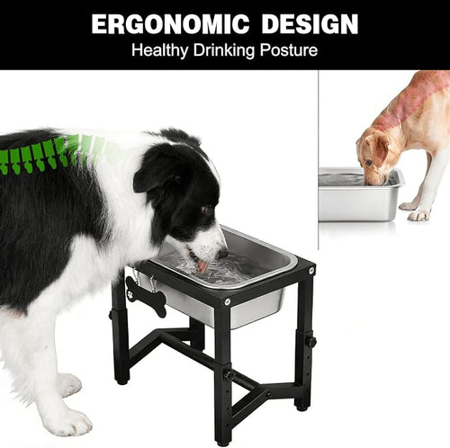 1.2 Gallon Elevated Large Dog Water Bowl, 4 Adjustable Height 7.8'',9.2'',10.6'',12''Raised Stainless Steel Bowl Stand for Small/Medium/Large Breed, Metal Dog Feeding Station for Relief Joint Pressure
