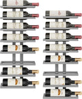 Hoctieon 2-Set 8 Tier Wall Mount Wine Rack (16 Tiers), Wall Racks for Wine Bottles Display and Storage, Hanging Bottle Organizer for Living Room, Dining Room, Wine Cellar, Bar, Grey