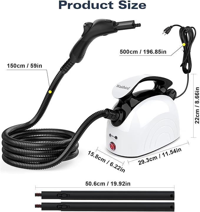 Waitbird Steam Cleaner for Home, 4.5 Bar High Pressure 248°F Fast Heat Handheld Steamer for Cleaning, 21-Piece Accessory Kit, Chemical Free Multi-Purpose Cleaner for Floors, Grease, Tile, Grout