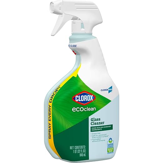 CloroxPro Clorox EcoClean Glass Cleaner Spray Bottle, 32 Fluid Ounces, Pack of 9 (Package May Vary)