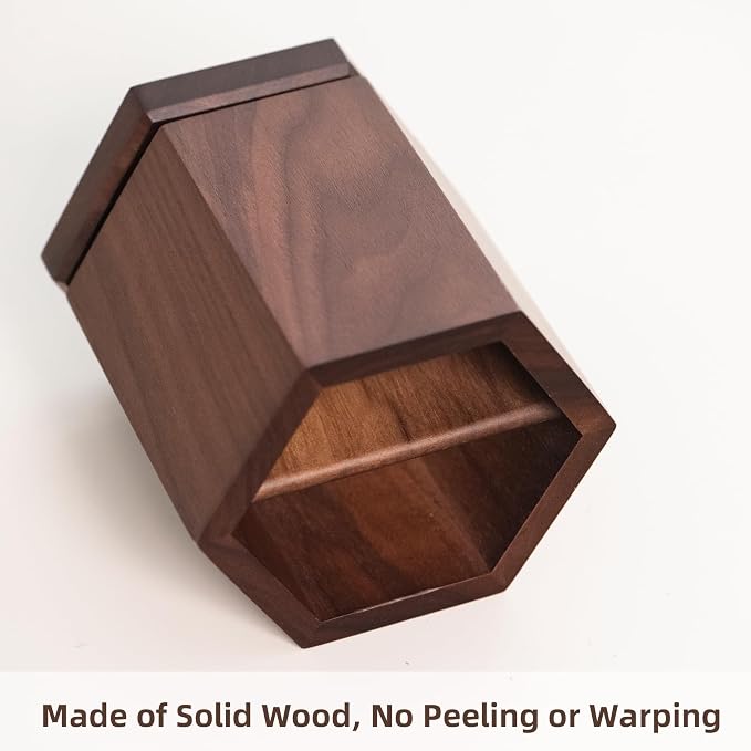 Solid Black Walnut Wood Utensil Holder,Rotating Pen Holder for Desk