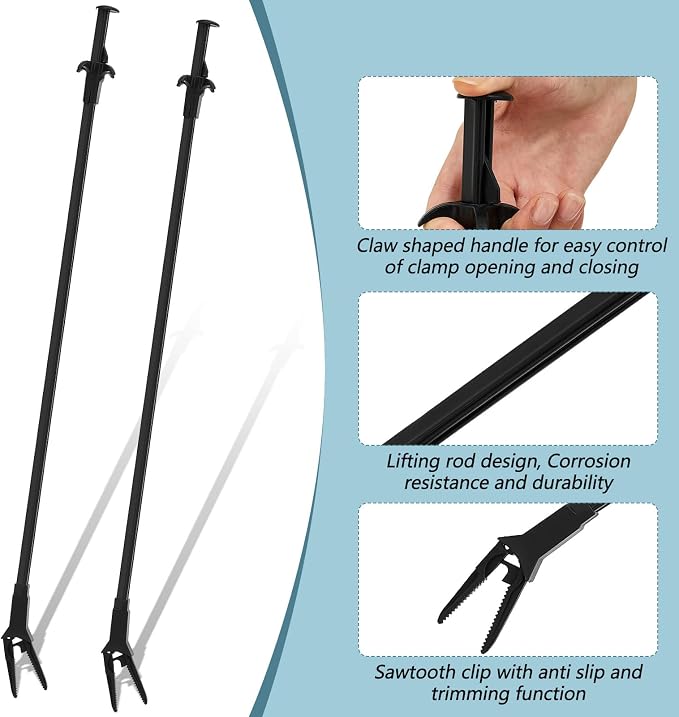 Gisafai 2 Pcs Plastic Aquarium Tongs Long Aquarium Tweezers Multi Purpose Trimming Feeding Aquariums Tools for Fresh Water Saltwater Fish Tanks Coral Plant (27 Inch)