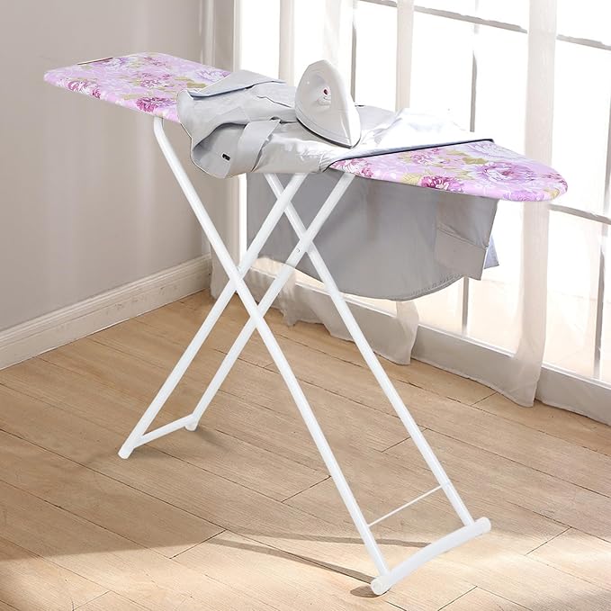 Folding Ironing Board, Extra-Wide Adjustable Height Iron Board with Folding Legs, Exquisite Pattern,Smooth Edge,Good Load-Bearing, Non-Slip Iron Board for Home Bathroom (42.13" x 30.71" x 11.81")
