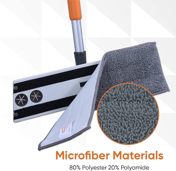Superio Microfiber Dusting Pads, Refill for Miracle Mop Pad, Microfiber Mop Replacement Head with Velcro, 16 Inch Mop Refill for Flat, Spray Mop Set - Grey