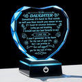 Arikyrist Mothers Day Daughter Gifts from Mom Heart Shaped Crystal Plaque for Daughter with LED Light Base Birthday Graduation Gifts for Daughter Home Decor