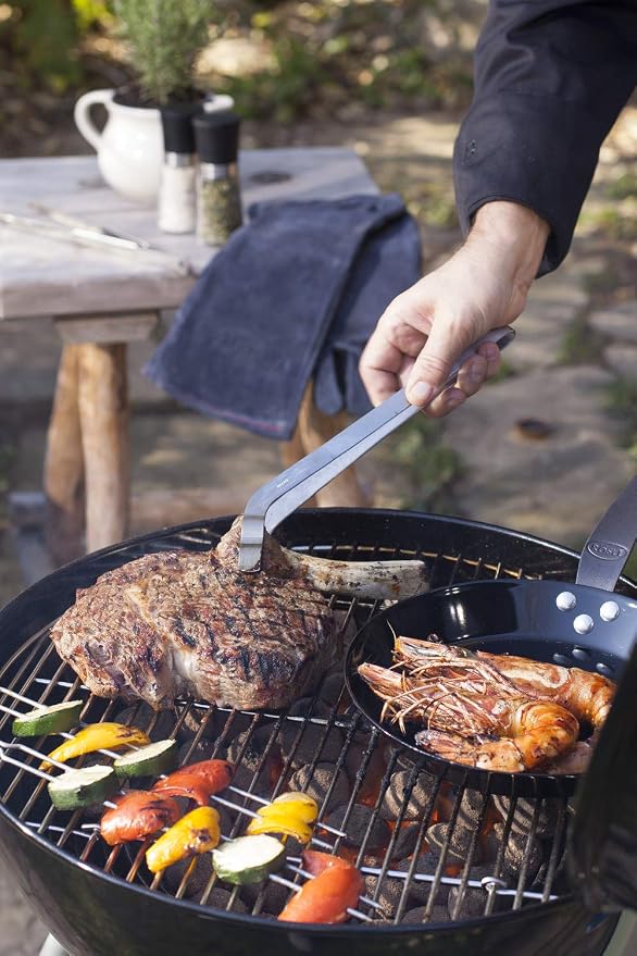 Rösle USA 12374 Kitchen Collection Stainless Steel BBQ Tongs, Curved