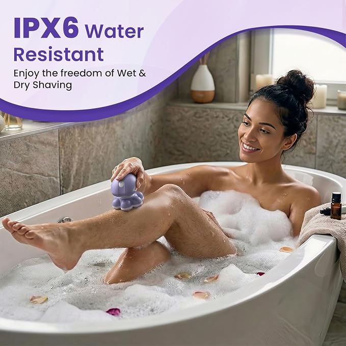 VIKICON 7D Electric Razors for Women Legs, Silky-Smooth Full Body Shaver | 7D 360° Wide-Area Fast Shaving Heads, Waterproof Wet & Dry Use, Painless Bikini Hair Removal, LED Light, Lady Gift, Purple