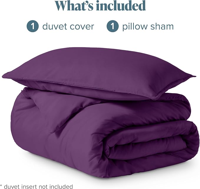 Bare Home Bedding Duvet Cover Extra Long Size - Premium 1800 Super Soft Collection - Lightweight, Cooling Duvet Cover - Soft Breathable Bedding (Twin/Twin XL, Plum)
