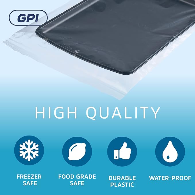 GPI - 13" x 18" Extra Large Reclosable Zip Bags - Pack of 100-2 Mil Thick, Clear Plastic Zipper Lock Bags, Resealable Poly Baggies For Clothing, Tools, Travel, Storage & Packaging.