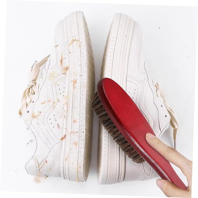 NOLITOY Portable Horsehair Shoe Cleaning Brush Handle for Polishing and Dust Removal for Footwear Care