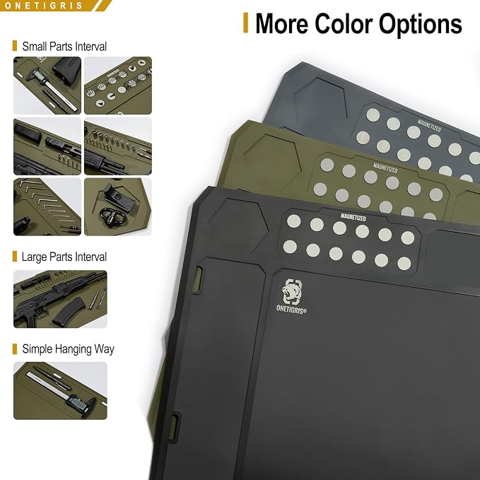 OneTigris Gun Clean Mat Magnectic for Table, Extra Large 48"x16" Anti-Slip Rubberized Repair Mat for Gun Parts, Protects Work Surface from Solvents and Oils