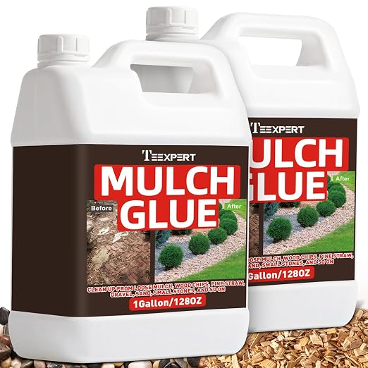 Teexpert Mulch Glue for Landscaping: 2 Gallon Rock Glue for Landscaping & Gravel Binder - Max Strength, Long Lasting Hold, Permeable Adhesive to Lock Pea Gravel, Stones, Rubber Mulch & Pine Straw
