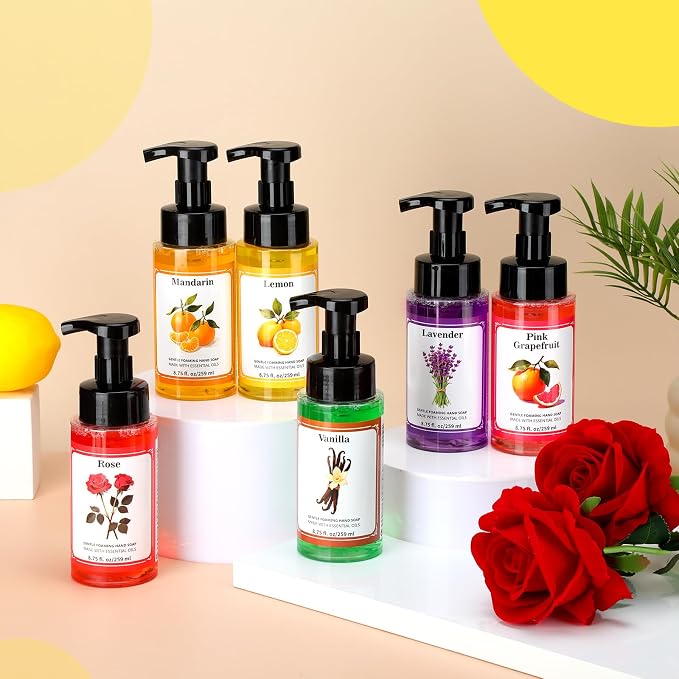 6 Pack Foaming Hand Soap with Pump Care Moisturizing Liquid Fresh Flavor Foam Hand Wash Employee Appreciation Gift Bulk 2026 New Year Gift for Kitchen Bathroom Family Teacher Doctor 8.75 Fl oz