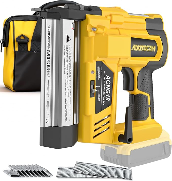 Cordless 2" Brad Nailer Compatible with DeWalt 20V Battery(No Battery), 2 in 1 Electric Nail Gun/Staple Gun,18GA Nail Gun Battery Powered with 1000 Nails/Staples for Woodworking & Home Improvement