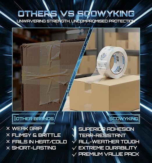 Clear Packing Tape Refills Heavy Duty,36 Pack,2.7 Mil,1.88"×68 Yd | Total 2448 Yards,Compatible with Standard Tape Dispenser,Quiet Unwind,Easy Start,for Shipping Packaging Moving Sealing,Bulk