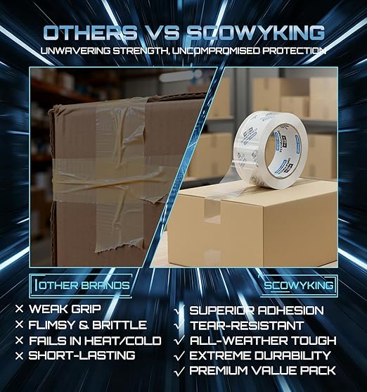 Clear Packing Tape Refills Heavy Duty,12 Pack,2.7 Mil,1.88"×68 Yd | Total 816 Yards,Compatible with Standard Tape Dispenser,Quiet Unwind,Easy Start,for Shipping Packaging Moving Sealing,Bulk