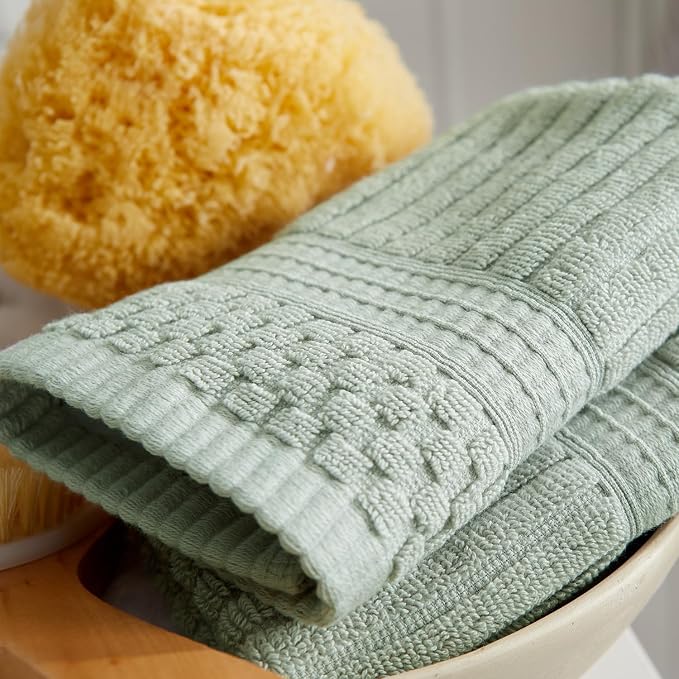 Springtree Home 100% Cotton Bath Towel Set | 6-Piece Set | Eucalyptus | Absorbent & Quick-Dry Bathroom Towels | Textured and Durable Cotton Towels for Bathroom | OEKO-TEX | Krista Collection