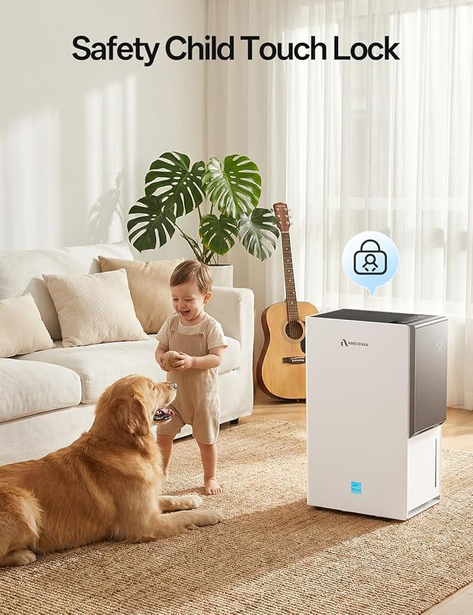 5500 Sq.Ft Energy Star 2025 Dehumidifier, Arecovas Max 105 Pint/Day Smart Compressor Dehumidifier with Drain Hose, Intelligent Humidity Control for Home Bathroom Garage Bedroom