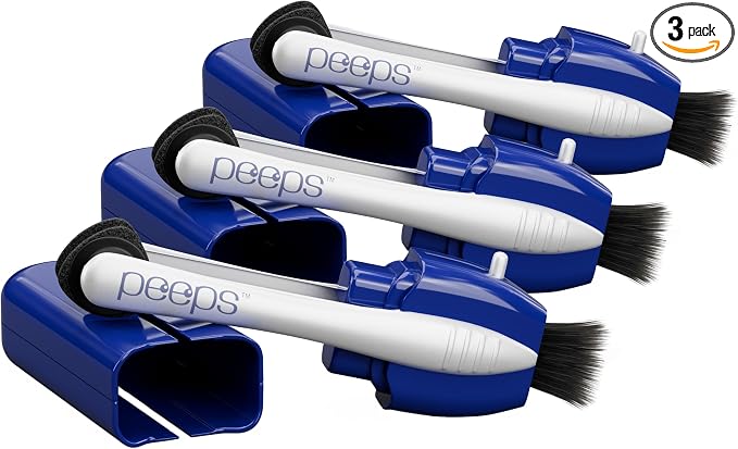 Peeps Glasses Cleaner - for Eyeglasses, Reading Glasses, and More - Lens Cleaner with Carbon Microfiber Tech-Injected Blue-3 Count (Pack of 1)