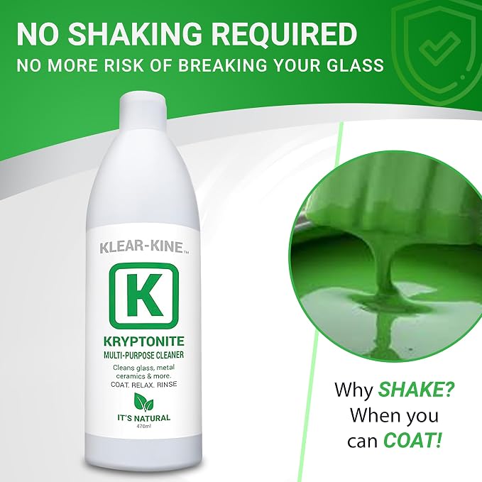 KLEAR Kryptonite Multipurpose Glass Cleaner | Powerful Cleaning Combo of 5 in 1 | Glass Friendly & Alcohol-Free Glass Cleaner| Coat, Relax, Rines| 16oz