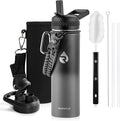 RAYMYLO Insulated Water Bottle 20 oz, Triple Wall Vacuum Stainless Steel (Cold for 24Hrs, Hot for 12Hrs), Leak Proof & Non-BPA, Modern Water Bottle Jug for School with Straw Spout Lids
