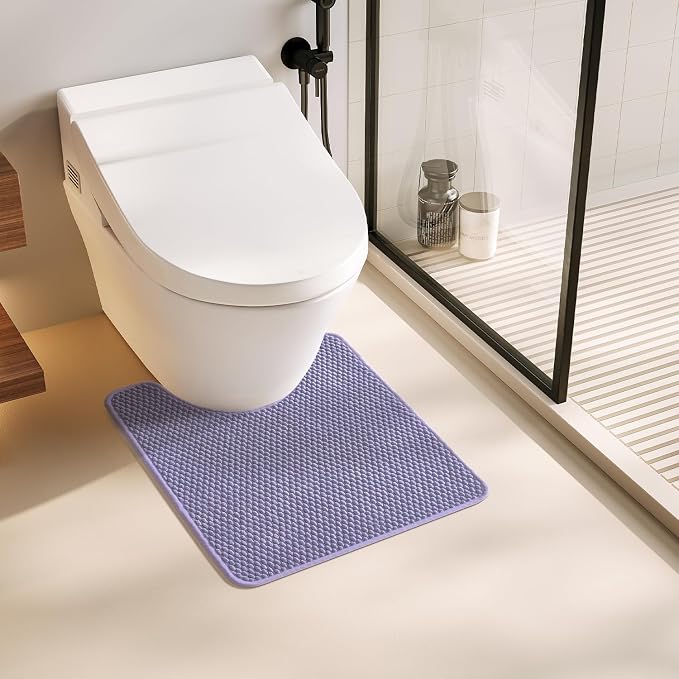 TYUU Toilet Rug, Thin Toilet Rugs U Shaped Washable Non Slip Absorbent Quick Dry Low Pile Toilet Mat, Lavender 20"x24" U Shape