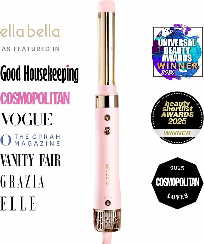 ELLA BELLA® 6 in 1 Professional Hot Air Styler • Powerful Hair Dryer & Straightener Set • Styling Without Heat Damage • Fast Drying Curling Volumizing Straightening • Includes Protective Travel Case