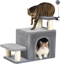 Happi N Pets Cat Stairs with Scratching Post & Large Condo, Stable Pet Steps for High Beds Couch, 3 Combinations Cat Ramp Tree Tower for Cats or Small Dogs, Removable Cushion & Bonus Toy, Gray
