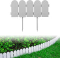 Garden Border Plastic Edging: Wooden Fence Design - 8pcs Gray Yard Landscaping Fence Liner Lawn Edge Barrier - 10ft Kit of Decorative Lawn Panels Elements -Landscaping Edging-GMT-10374-E08