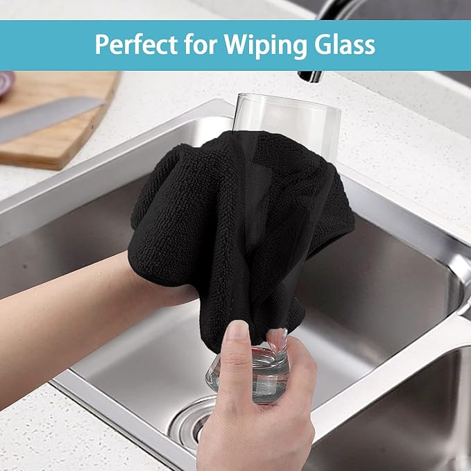 HOMEXCEL Black Microfiber Cleaning Cloth 600 Pack, Microfiber Towel for Cars, Lint Free, Scratch-Free, Highly Absorbent, and Cleaning Rags for House, Window and Glass, Cars, TV Screen 11.5 X11.5 inch