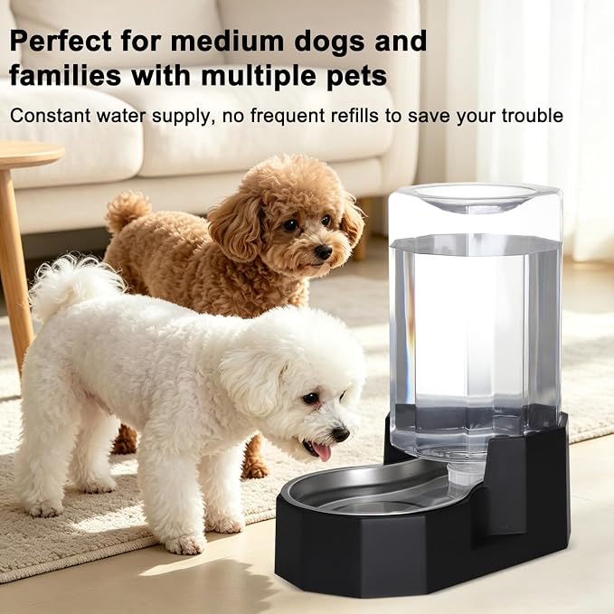 Sfozstra 7L Gravity Dog Water Dispenser:Filter Free Design | Fewer Refills / No Mess & Dry Floors / No Electricity Needed / for Medium Dogs & Multi-Pet Homes / for Workday or Pet Station