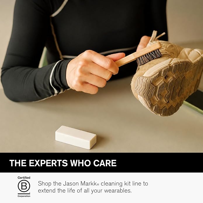 Jason Markk Suede Essentials Bundle, 4-Piece Shoe & Sneaker Care Set, 4oz Deep Cleaning Solution, Two Brushes, & Suede Stain Eraser, Safe for Leather, Nubuck, Cotton, Knits, and More