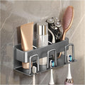 Toothbrush Rack Light Luxury Wall-Mounted Toothbrush Holder Multifunctional Bathroom Toothbrush Storage Rack Bathroom Accessories Rack Bathroom Toothbrush Holder(B)