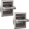 FORIOUS Recessed Toilet Paper Holder, Stainless Steel Durable Tissue Roll Holder Wall Mount for Bathroom Space Saving Design with Mounting Bracket, 2 Pack Brushed Nickel