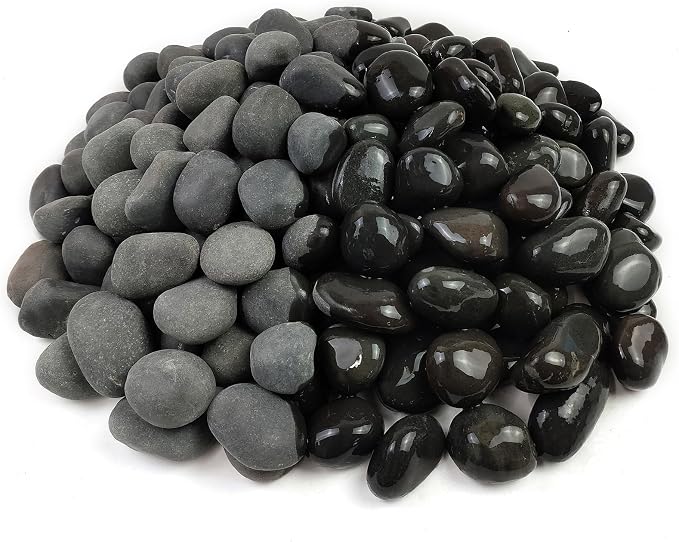 FANTIAN 40 lbs Black Stones for Landscaping, 1-2 Inch Small Pebbles | Natural Black Pebbles Decorative River Rocks for Plants Aquarium Vase Outdoor Garden Walkways Paving and Yards