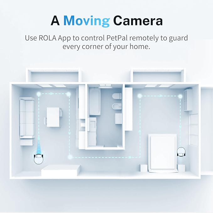 Enabot EBO ROLA PetPal Mobile 2.5K Pet Camera Robot with Treat Dispenser | Whole-Home Mobility, Two-Way Talk, Night Vision, Auto-Recharge, Interchangeable Modular Design