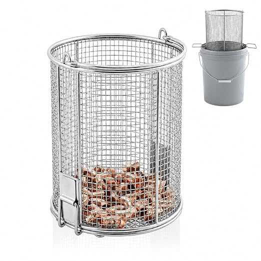 1 Pcs 1/4″ Mesh 5 Gallon Dip and Drain Stainless Steel Part Cleaning Strainer Basket for Buckets, Swing Handle, for Mechanics Auto Parts Washing Garage Shop Home Workshop, Bucket Not Included