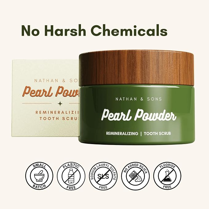 Nathan & Sons Pearl Remineralizing Tooth Powder, Hydroxyapatite, 1.1 oz