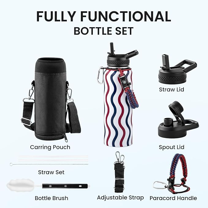 RAYMYLO 2026 Soccer Biggest Event Edition Insulated Water Bottle 40 oz, Nation Flag Design, Best Souvenir & Gift for World Soccer Lover, Vacuum Stainless Steel (Cold for 36Hrs), Leak Proof & Non-BPA
