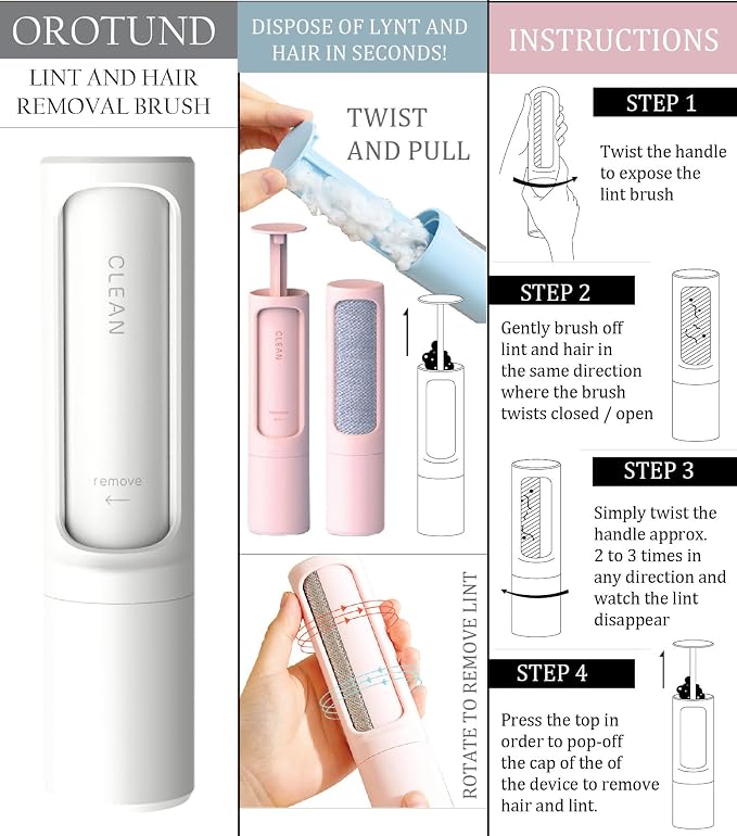 Pet Life ® 'Orotund' Magical Rotating with Chamber Lint Brush Personal Home Use and Cat or Dog Pet Lint Hair Remover Brush
