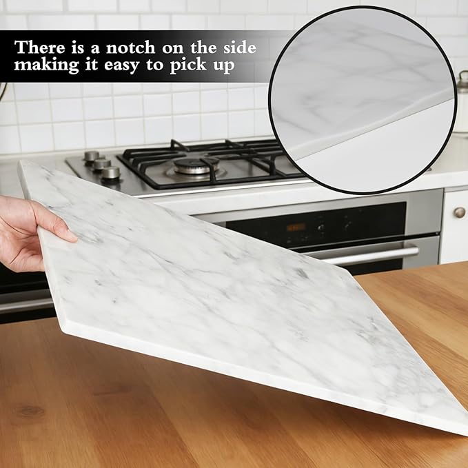 Marble Cutting Board for Kitchen 16×12 Inch Italian Carrara White | Natural stone, 0.59" thick, non-slip feet, stay cool for dough/butter, ideal for pastry, cheese, charcuterie, pizza, bread