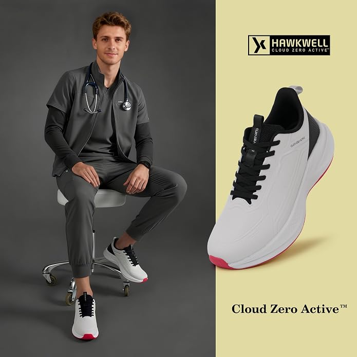 Hawkwell Men's Cloud Zero Active WaterShell Nursing Shoes Water Resistant Lightweight Non Slip Medical Work Sneakers