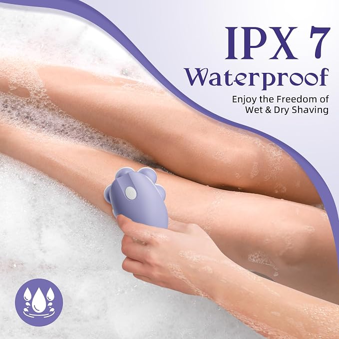 Electric Razors for Women Legs, Smooth Full-Body Electric Shaver | 7D 360° Silky-Smooth Shaver Heads, 5 Min Wide-Area Fast Body Grooming, Waterproof Wet & Dry Use, Light & Travel Cap, Violet