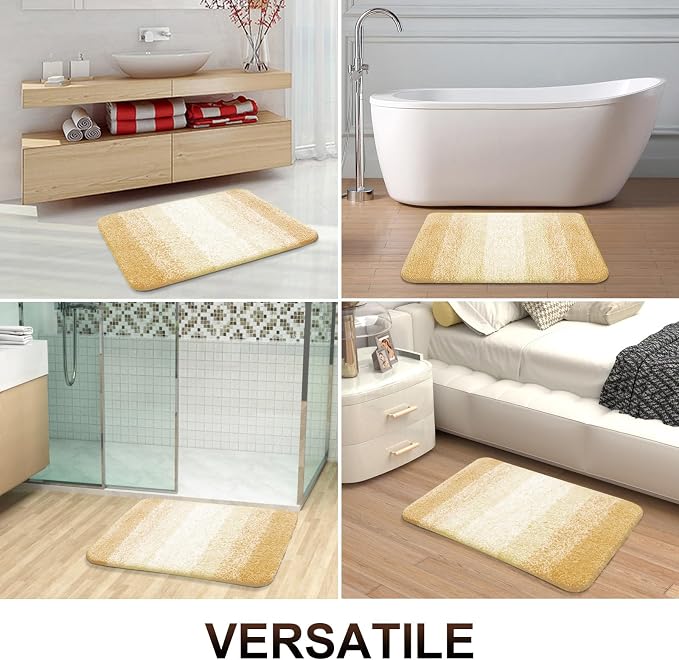 OLANLY Large Bathroom Rugs Mat 45x27, Extra Soft Absorbent Microfiber Bath Rug, Rubber Backing, Quick Dry, Washable Bath Mats for Bathroom Floor, Tub and Shower, Home Decor Accessories, Light Yellow