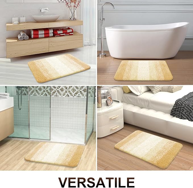 OLANLY Bathroom Rugs Mat, Extra Soft Absorbent Microfiber Bath Rugs, Rubber Backing, Quick Dry, Machine Washable Bath Mats for Bathroom Floor, Tub and Shower, Home Decor Accessories,47x17,Light Yellow
