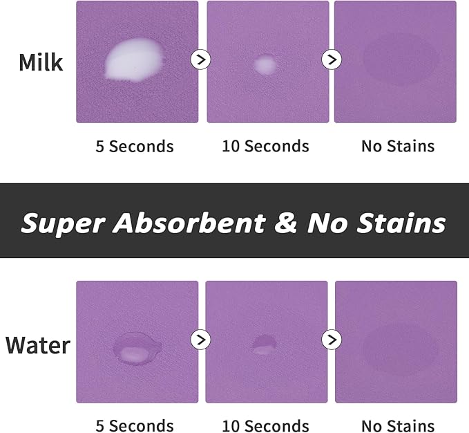 HotLive Dog Food Mat - Absorbent Cat Mat for Food and Water, No Stains Pet Feeding Bowl Mat, Easy to Clean Pet Placemats, Quick Dry Dog Water Dispenser Mat for Messy Drinkers | Paw Purple 12"x 19"