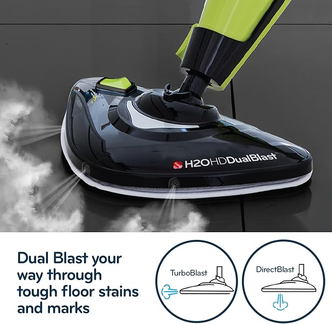 H2O HD Dual Blast Steam Mop & Handheld Steam Cleaner | 5-in-1 Floor Steamer | Forward-Blast Mop Head | 1500W Power & 450ml Tank | Hardwood, Tile & Laminate Cleaner
