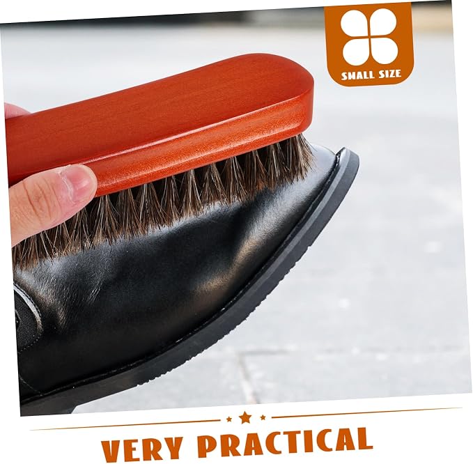 3pcs Portable Wooden Shoe Cleaning Brush Horse Hair Bristles for Polishing Boots and Shoes Ergonomic Design for Home Use and