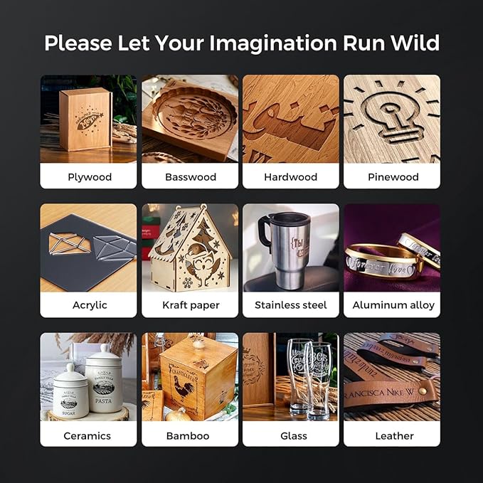 Longer RAY5 10000mW Laser Engraver with Air Pump, 3.5” Color Touch Screen, App Offline Control, DIY Engraver Tool for Metal/Glass/Wood ，Engraving Area 15.75"x15.75"，Laser Class 2
